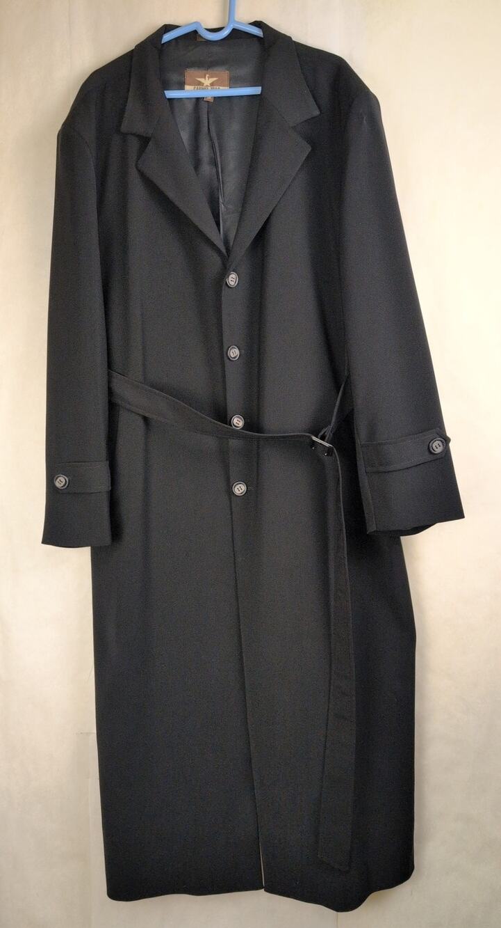 New Carmel Zhao black belted full length trench coat size 2X Minimal Classic